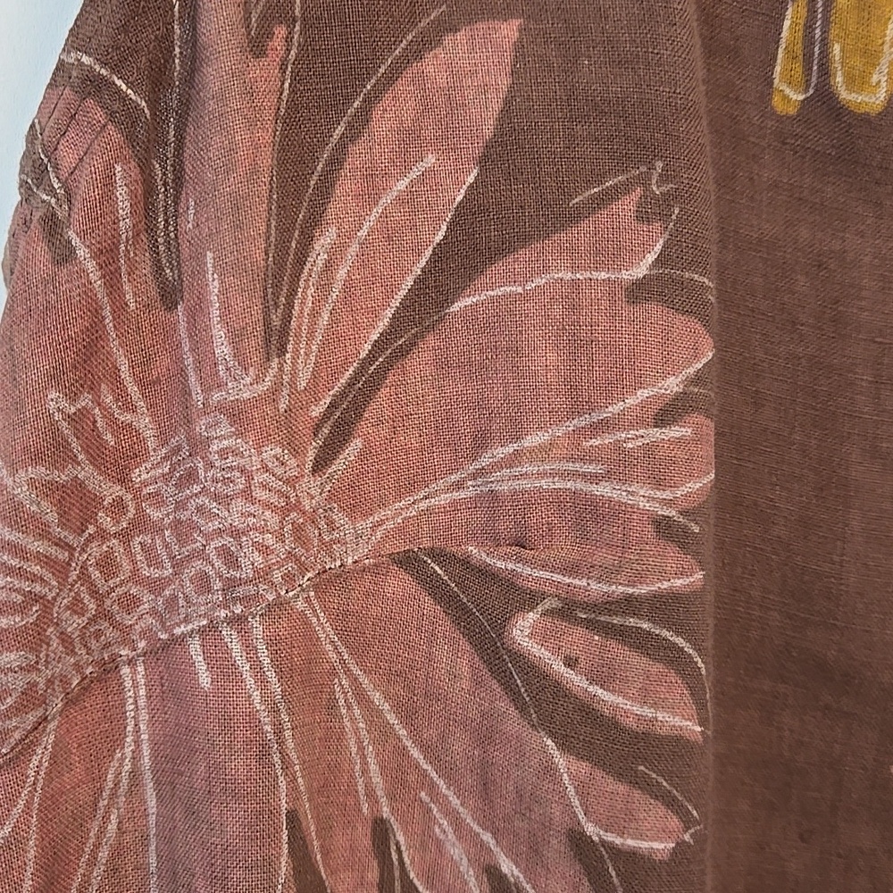 Fresh Produce Dress Brown Floral Midi Linen Sleeveless - Picture 3 of 6